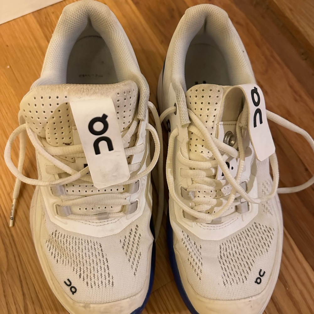 On Running White and Blue Sneakers
